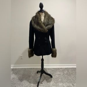 Tweed faux fur jacket. Costa Blanca. Fur in perfect condition.
